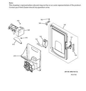 ICE MAKER & DISPENSER Diagram and Parts List for PYE22PMKBES  General Electric Refrigerator