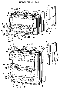 Doors Diagram and Parts List for TBX18LLGRAD  General Electric Refrigerator