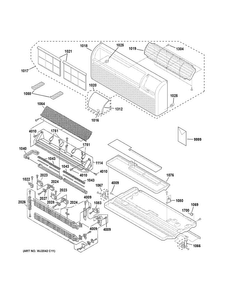 Grille, Heater & Base Pan Parts Diagram and Parts List for AZ61H07EADM2  General Electric Air Conditioner
