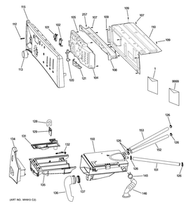 Controls & Dispenser Diagram and Parts List for GFWN1100L3WW  General Electric Washer