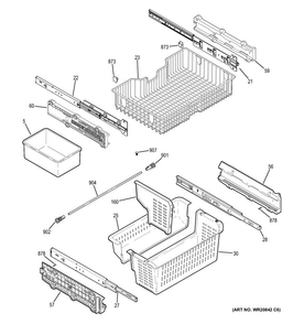Freezer Shelves Diagram and Parts List for PGCS1RKZJSS  General Electric Refrigerator