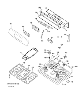 CONTROL PANEL & COOKTOP Diagram and Parts List for JCGB750SEF1SS  General Electric Range