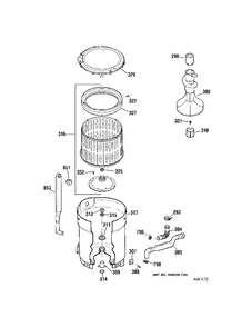TUB Diagram and Parts List for GHDRE526F0WW  General Electric Washer