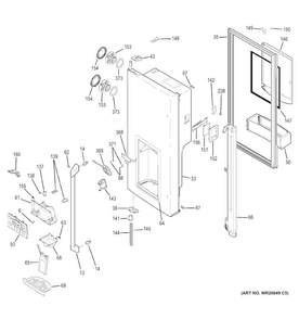 Dispenser Door Diagram and Parts List for CFCP1RKBASS  General Electric Refrigerator