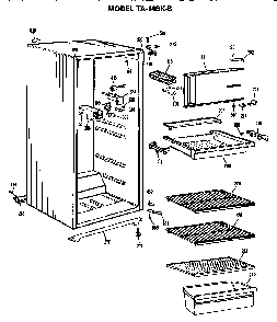 Cabinet Parts Diagram and Parts List for TA14SKB  General Electric Refrigerator