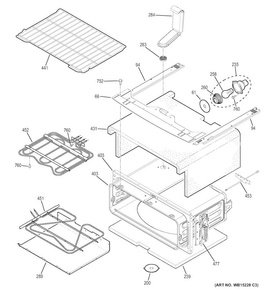 Upper Oven Diagram and Parts List for JB870DF2BB  General Electric Range