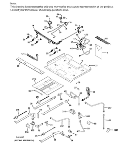 GAS & BURNER PARTS Diagram and Parts List for PCGB950SEF3SS  General Electric Range