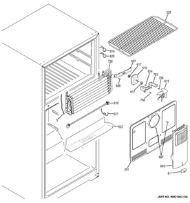 Freezer Section Diagram and Parts List for GIE18CTHDRWW  General Electric Refrigerator