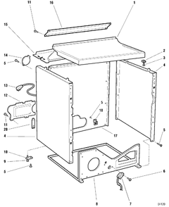 CABINET Diagram and Parts List for 66461T2WW  General Electric Dryer