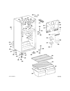 CABINET Diagram and Parts List for MTH17BBC2RWW  General Electric Refrigerator
