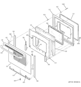 Door Diagram and Parts List for JBP84WK1WW  General Electric Range