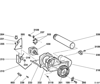 BLOWER DRIVE Diagram and Parts List for BBXR473EH0WW  General Electric Dryer