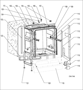 BODY PARTS Diagram and Parts List for GDWF400V00BB  General Electric Dishwasher