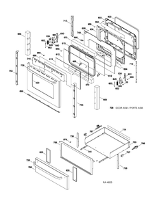 DOOR & DRAWER PARTS Diagram and Parts List for JCBP35SP2SS  General Electric Range