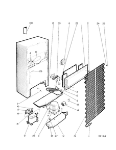 SYSTEM GROUP 1 Diagram and Parts List for 34780-7  General Electric Refrigerator