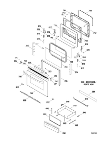 DOOR & DRAWER Diagram and Parts List for MCB787WM2WW  General Electric Range