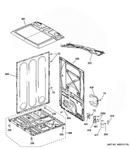 Cabinet And Top Panel Diagram and Parts List for GTD42EASJ3WW  General Electric Dryer
