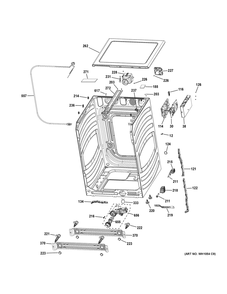 Cabinet (1) Diagram and Parts List for PFW955SPW0DS  General Electric Washer