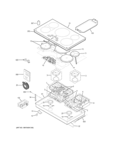 Control Panel & Cooktop Diagram and Parts List for CHP9536SJ2SS  General Electric Cooktop