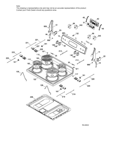 CONTROL PANEL & COOKTOP Diagram and Parts List for JCB530SF2SS  General Electric Range