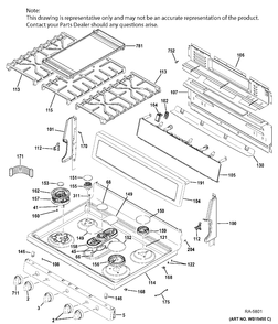 CONTROL PANEL & COOKTOP Diagram and Parts List for PCGB940SEJ1SS  General Electric Range