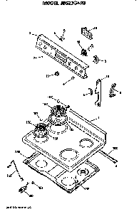 Cooktop Diagram and Parts List for JBS27G*R33  General Electric Range