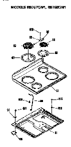 Cooktop Diagram and Parts List for RB767GN1KK  Hotpoint Range