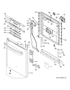Escutcheon & Door Assembly Diagram and Parts List for GDT695SSJ0SS  General Electric Dishwasher