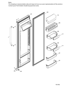FF DOOR Diagram and Parts List for DSRS3KGXHFGS  General Electric Refrigerator