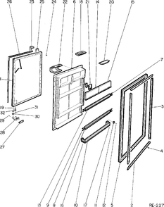 REFRIGERATOR DOOR Diagram and Parts List for 34510-2  General Electric Refrigerator