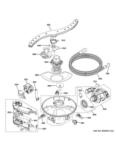 Motor, Sump And Filter Assembly 1 Diagram and Parts List for ZDT925SSN0SS  General Electric Dishwasher