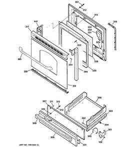 Door And Drawer Parts Diagram and Parts List for JGBS80WEL1WW  General Electric Range