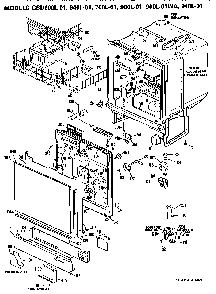 Tub/front Panel Diagram and Parts List for GSD700L01  General Electric Dishwasher