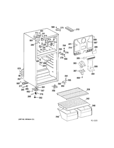 CABINET Diagram and Parts List for MTS18BBSERWW  General Electric Refrigerator