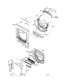 DRYER DOOR Diagram and Parts List for GUAP240EM1WW  General Electric Washer
