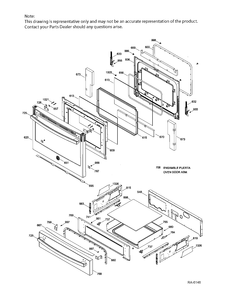 DOOR & DRAWER PARTS Diagram and Parts List for JCS630SF2SS  General Electric Range