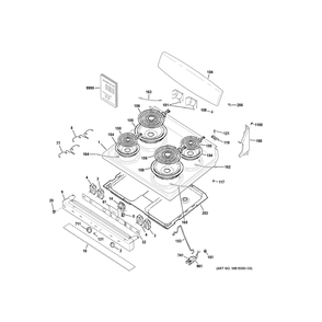 Control Panel And Cooktop Diagram and Parts List for JBS460DM5WW  General Electric Range