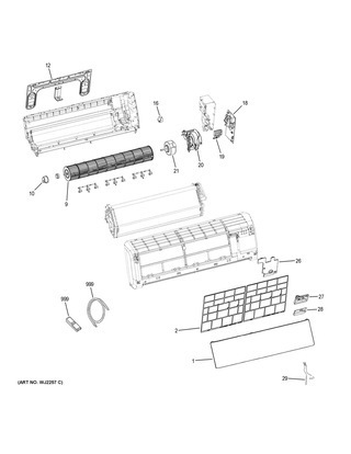 Part Location Diagram of WJ76X23235 GE DISPLAY BOARD BOX