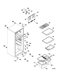 CABINET PARTS Diagram and Parts List for GTM13XETAWW  General Electric Refrigerator