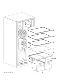 Shelves & Drawers Diagram and Parts List for GTS21FGKBBB  General Electric Refrigerator
