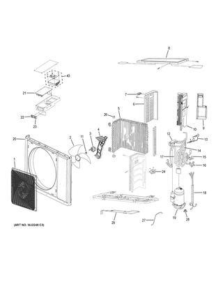 Room Air Conditioner Diagram and Parts List for 1U24AP2VHA  General Electric Air Conditioner