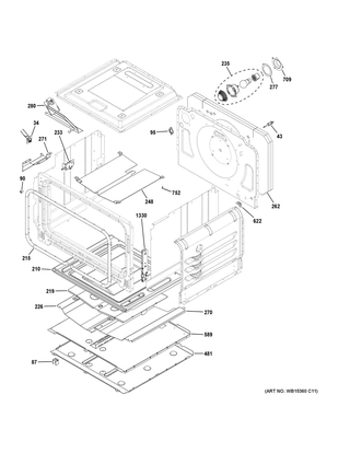Lower Oven Diagram and Parts List for PGS960FEL1DS  General Electric Range