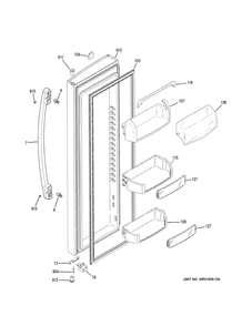 Fresh Food Door Diagram and Parts List for PSE25KSHNHSS  General Electric Refrigerator