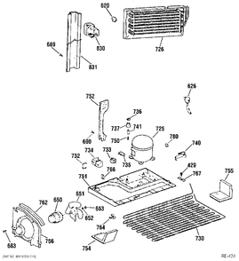 UNIT PARTS Diagram and Parts List for 31861-1  General Electric Refrigerator