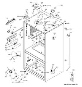 Case Parts Diagram and Parts List for PYE22PSHFSS  General Electric Refrigerator