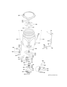 Tub & Motor Diagram and Parts List for GTW680BSJ3WS  General Electric Washer