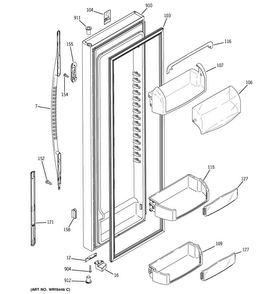 Fresh Food Door Diagram and Parts List for PSS26LGRCCC  General Electric Refrigerator