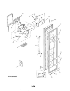Freezer Door Diagram and Parts List for GSH25JGDDBB  General Electric Refrigerator