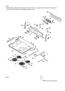 CONTROL PANEL & COOKTOP Diagram and Parts List for JCBS660SJ1SS  General Electric Range