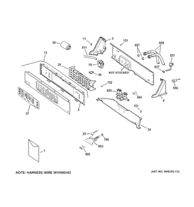 Controls & Backsplash Diagram and Parts List for WNRD2050G3WC  General Electric Washer